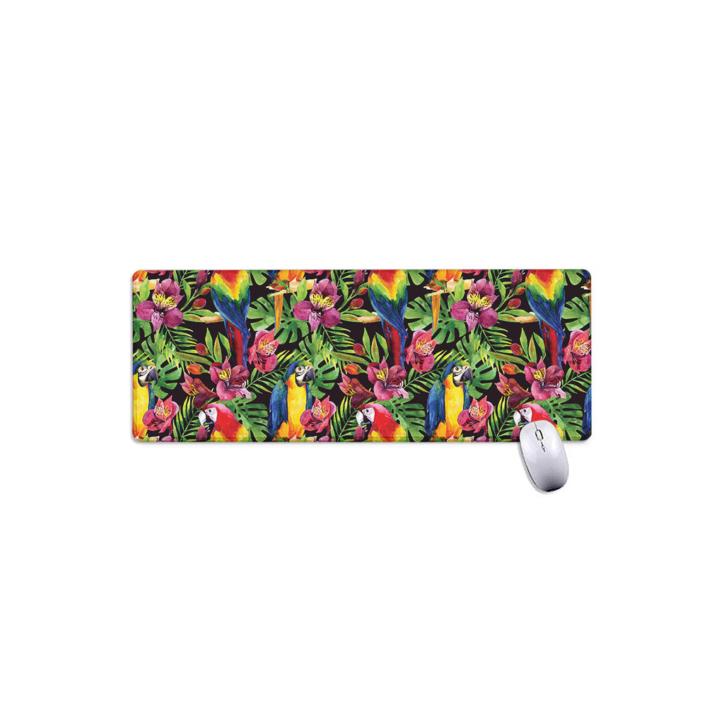 Watercolor Parrot Pattern Print Extended Mouse Pad