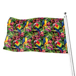 Watercolor Parrot Pattern Print Flag
