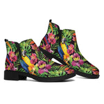 Watercolor Parrot Pattern Print Flat Ankle Boots