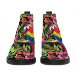 Watercolor Parrot Pattern Print Flat Ankle Boots