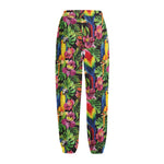 Watercolor Parrot Pattern Print Fleece Lined Knit Pants