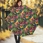 Watercolor Parrot Pattern Print Foldable Umbrella