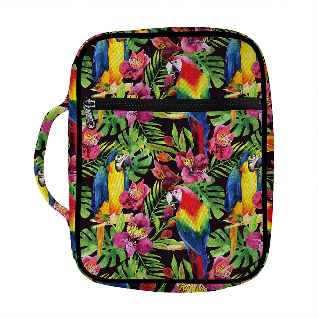 Watercolor Parrot Pattern Print Front Pocket Bible Bag