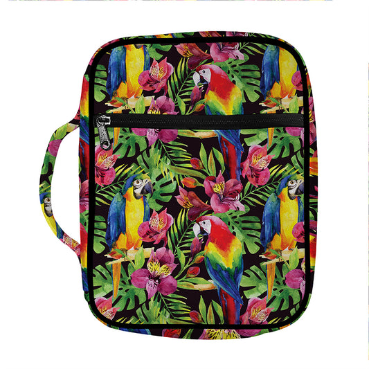 Watercolor Parrot Pattern Print Front Pocket Bible Bag