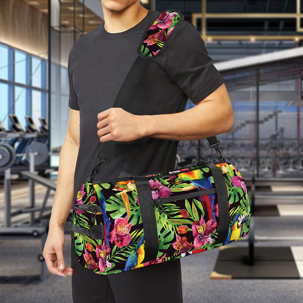 Watercolor Parrot Pattern Print Gym Bag