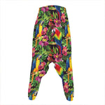 Watercolor Parrot Pattern Print Hammer Pants