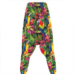 Watercolor Parrot Pattern Print Hammer Pants