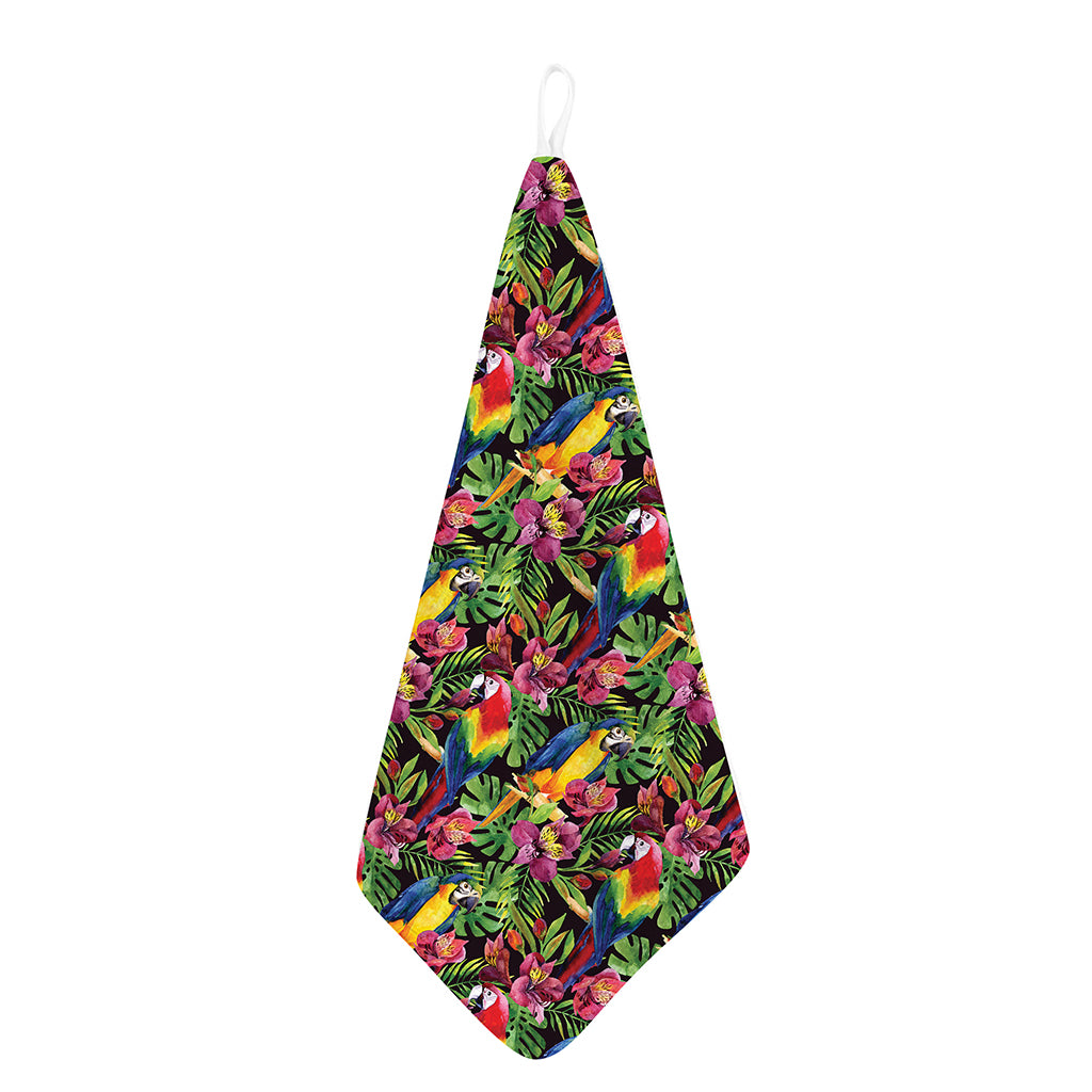 Watercolor Parrot Pattern Print Hand Towel