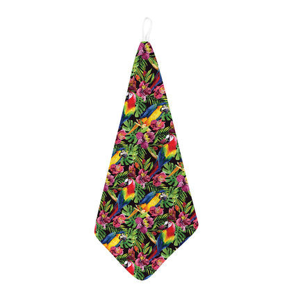 Watercolor Parrot Pattern Print Hand Towel