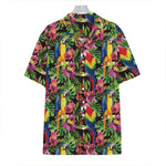 Watercolor Parrot Pattern Print Hawaiian Shirt