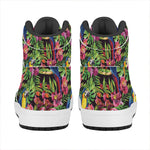 Watercolor Parrot Pattern Print High Top Leather Sneakers
