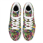 Watercolor Parrot Pattern Print High Top Leather Sneakers