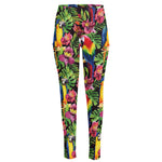 Watercolor Parrot Pattern Print High-Waisted Pocket Leggings