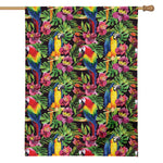 Watercolor Parrot Pattern Print House Flag