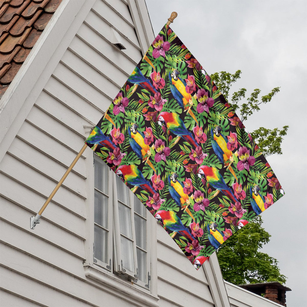 Watercolor Parrot Pattern Print House Flag