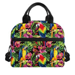 Watercolor Parrot Pattern Print Insulated Lunch Bag