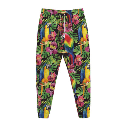 Watercolor Parrot Pattern Print Jogger Pants