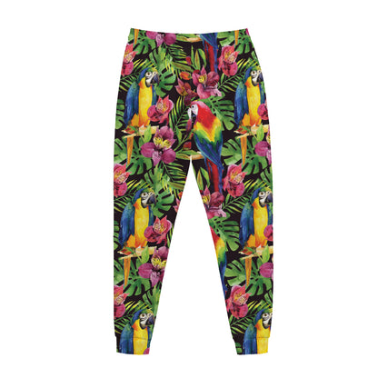 Watercolor Parrot Pattern Print Jogger Pants