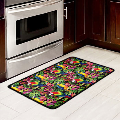 Watercolor Parrot Pattern Print Kitchen Mat