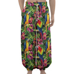 Watercolor Parrot Pattern Print Lantern Pants