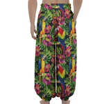 Watercolor Parrot Pattern Print Lantern Pants