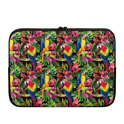 Watercolor Parrot Pattern Print Laptop Sleeve