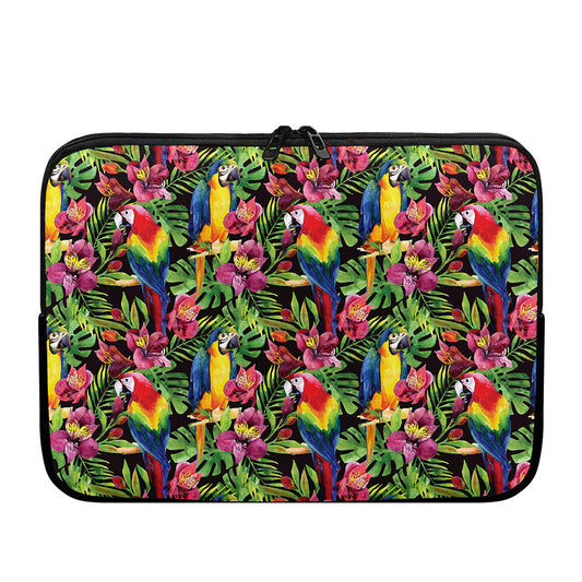 Watercolor Parrot Pattern Print Laptop Sleeve