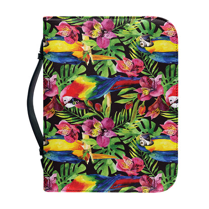 Watercolor Parrot Pattern Print Leather Bible Cover