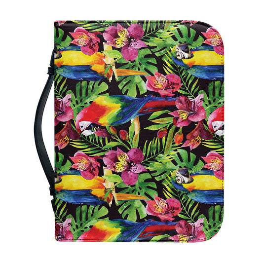 Watercolor Parrot Pattern Print Leather Bible Cover