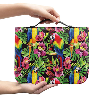 Watercolor Parrot Pattern Print Leather Bible Cover