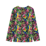 Watercolor Parrot Pattern Print Long Sleeve Short Coat