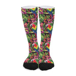 Watercolor Parrot Pattern Print Long Socks