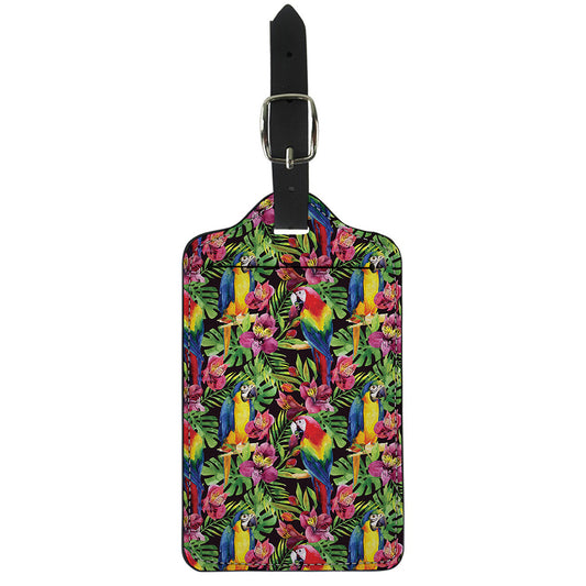 Watercolor Parrot Pattern Print Luggage Tag