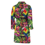 Watercolor Parrot Pattern Print Men's Bathrobe