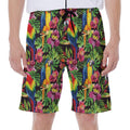 Watercolor Parrot Pattern Print Men's Beach Shorts