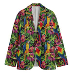 Watercolor Parrot Pattern Print Men's Blazer