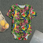 Watercolor Parrot Pattern Print Men's Bodysuit