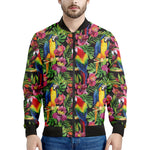 Watercolor Parrot Pattern Print Men's Bomber Jacket