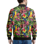 Watercolor Parrot Pattern Print Men's Bomber Jacket