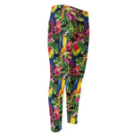 Watercolor Parrot Pattern Print Men's Compression Pants
