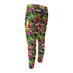 Watercolor Parrot Pattern Print Men's Compression Pants