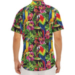 Watercolor Parrot Pattern Print Men's Deep V-Neck Shirt