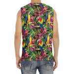 Watercolor Parrot Pattern Print Men's Fitness Tank Top