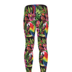 Watercolor Parrot Pattern Print Men's leggings