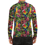Watercolor Parrot Pattern Print Men's Long Sleeve Rash Guard