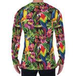 Watercolor Parrot Pattern Print Men's Long Sleeve T-Shirt
