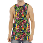 Watercolor Parrot Pattern Print Men's Muscle Tank Top