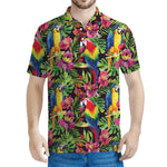 Watercolor Parrot Pattern Print Men's Polo Shirt