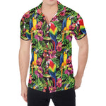 Watercolor Parrot Pattern Print Men's Shirt
