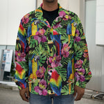 Watercolor Parrot Pattern Print Men's Shirt Jacket